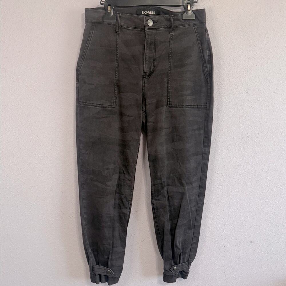 Express Women Dark Gray Cropped Straight High Rise Pants Size 8